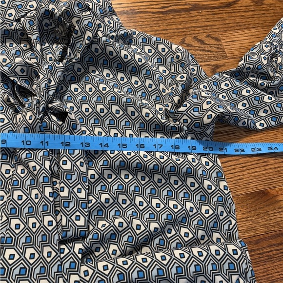 NEW Tuckernuck | Celia Mini Dress with‎ Bow Ruffles Geometric Blue Sz M - Picture 11 of 12